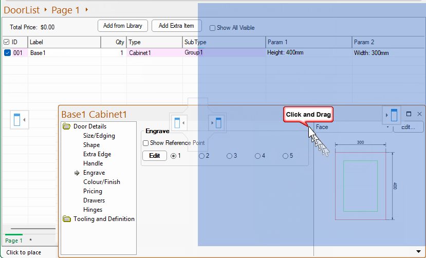 Click to view docked Shape property inspector